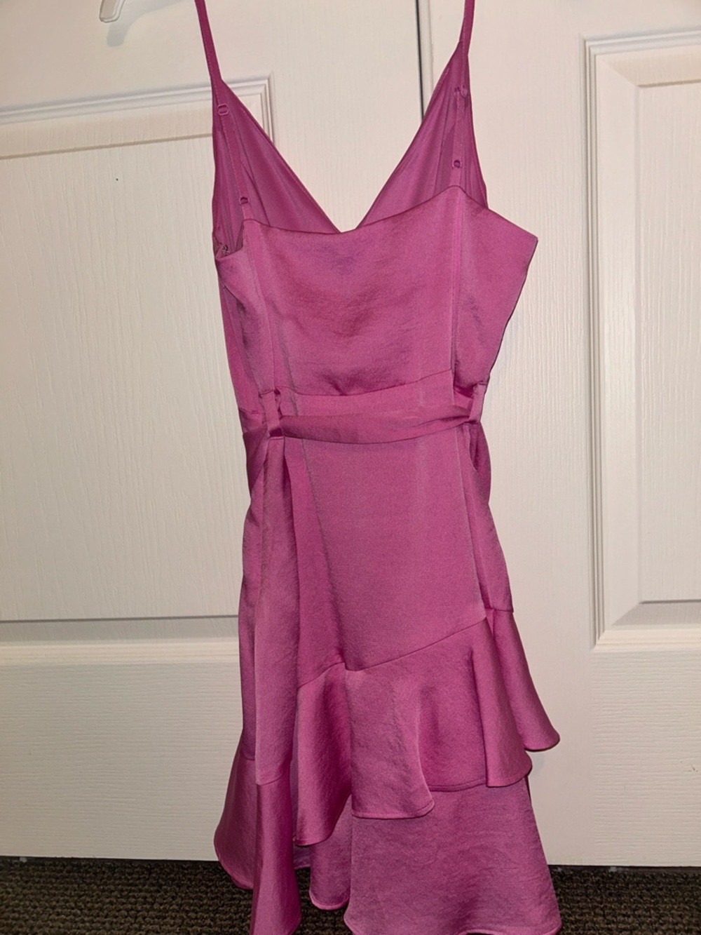 Pink Spaghetti Strap Ruffle Wrap Dress - Picture 5 of 9